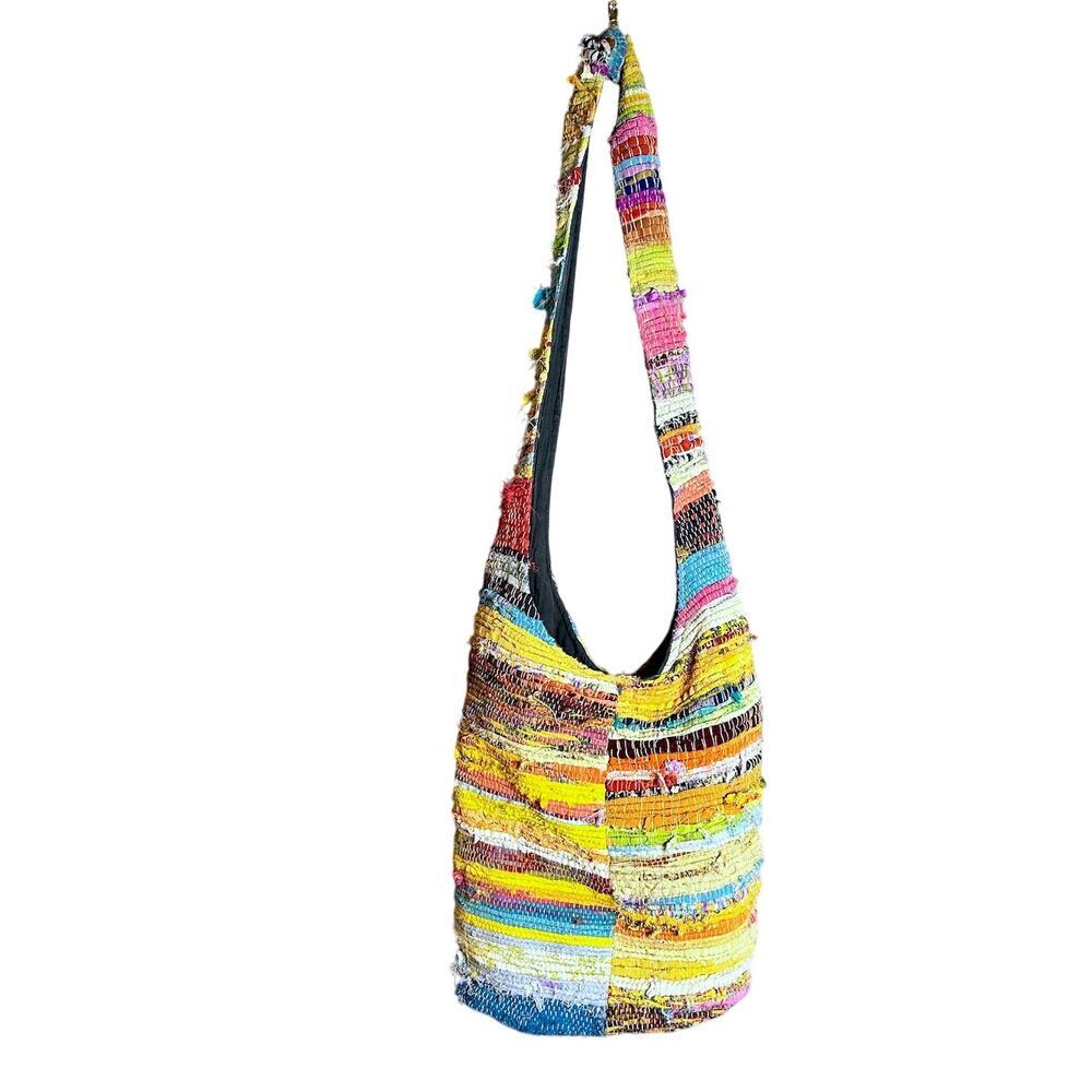 Nepalese 90's Handmade Hippie Festival Boho Sling Crossbody bag Vibrant - Picture 2 of 9